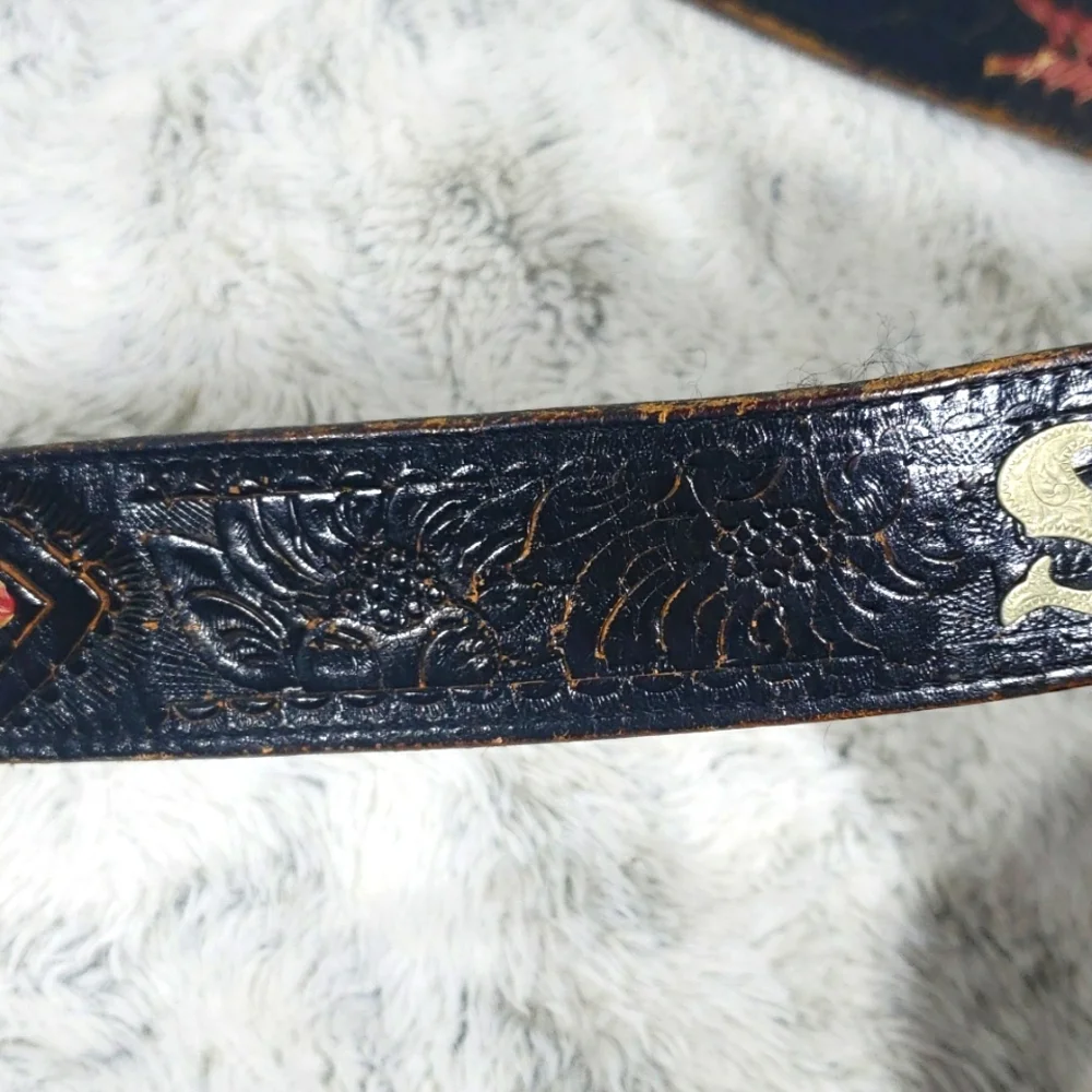 Antique Stephen Handmade Leather, Western Cowboy Black & Brown Men Belt B 508 40 - Picture 5 of 13